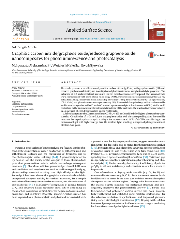 (PDF) Graphitic carbon nitride/graphene oxide/reduced graphene oxide ...