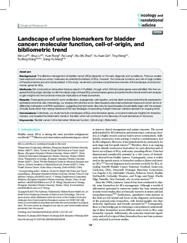 (PDF) Landscape of urine biomarkers for bladder cancer: molecular ...