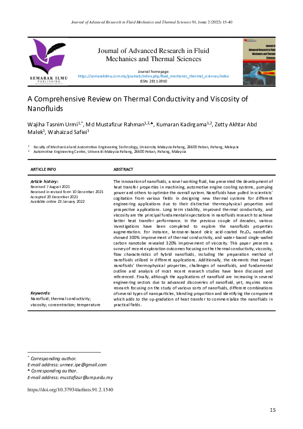 (PDF) A Comprehensive Review on Thermal Conductivity and Viscosity of ...