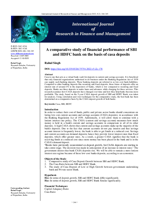 Comparative Study Of Financial Performance