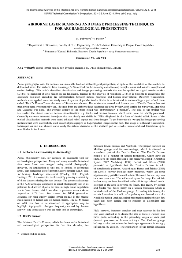 (PDF) AIRBORNE LASER SCANNING AND IMAGE PROCESSING TECHNIQUES FOR ...