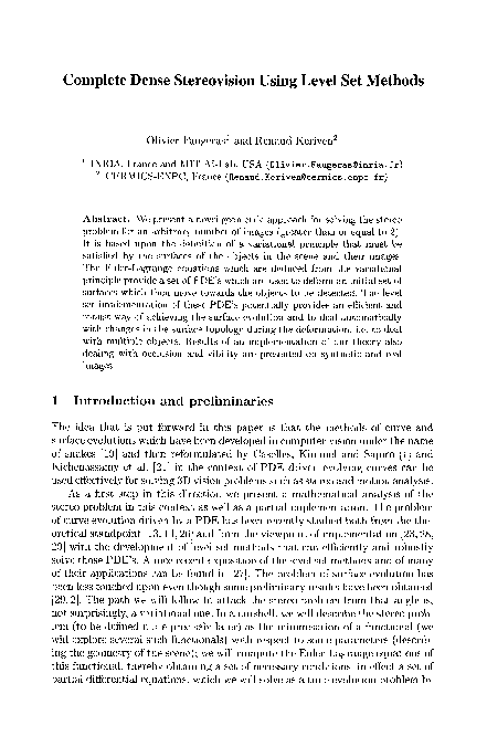 (PDF) Complete dense stereovision using level set methods