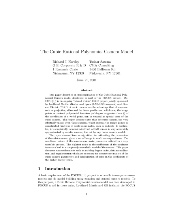 (PDF) The cubic rational polynomial camera model