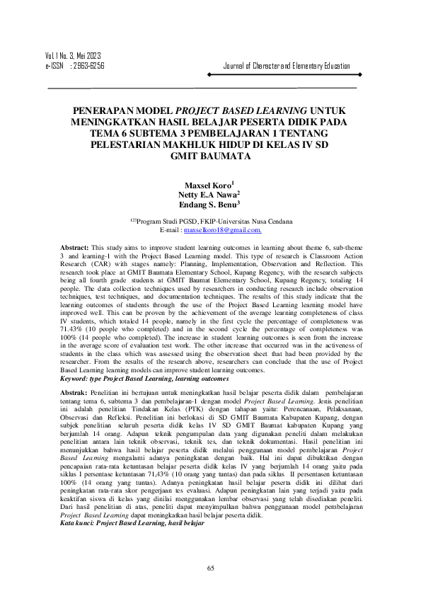 (PDF) Penerapan Model Project Based Learning Untuk Meningkatkan Hasil ...