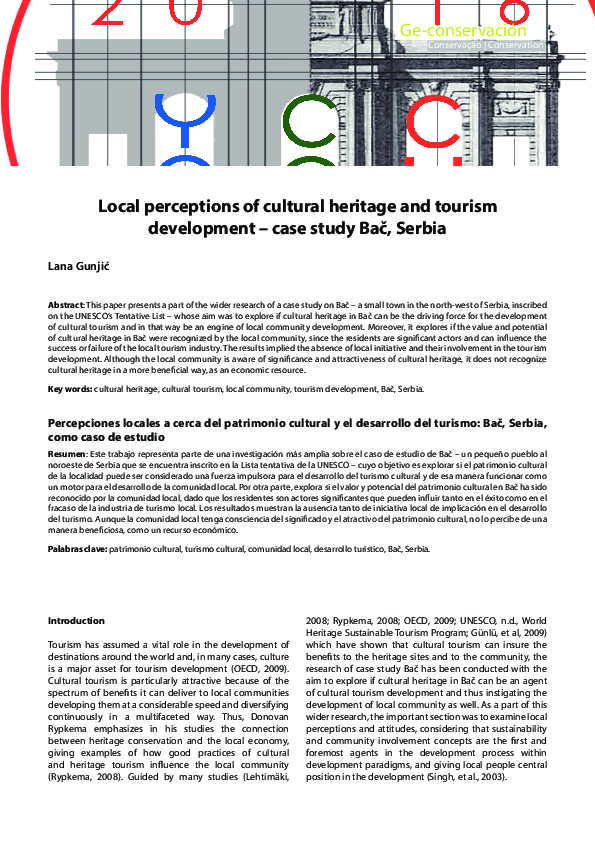 (PDF) Local perceptions of cultural heritage and tourism development ...