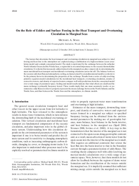 (PDF) On the Role of Eddies and Surface Forcing in the Heat Transport ...