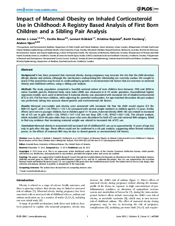 (PDF) Impact of Maternal Obesity on Inhaled Corticosteroid Use in ...