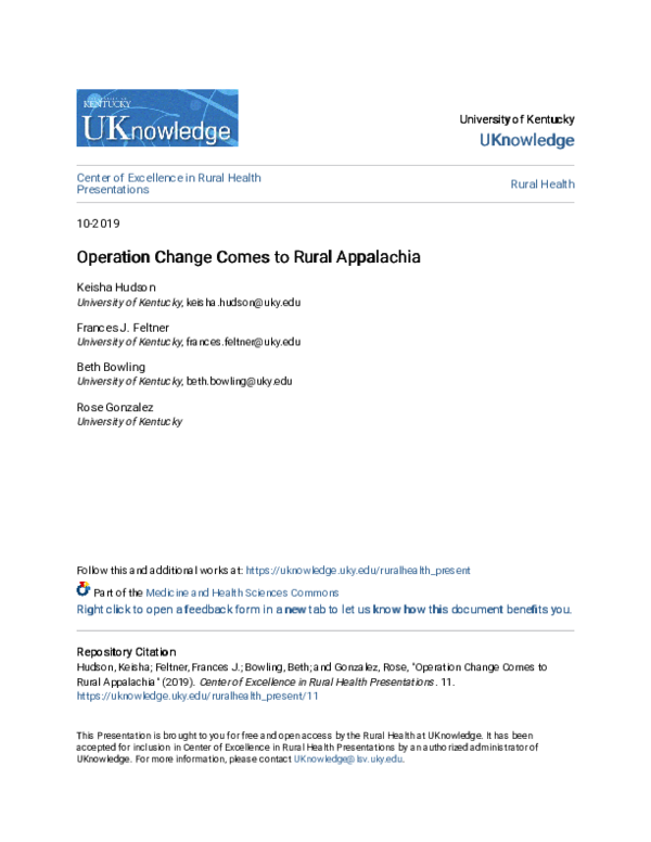 (PDF) Operation Change Comes to Rural Appalachia