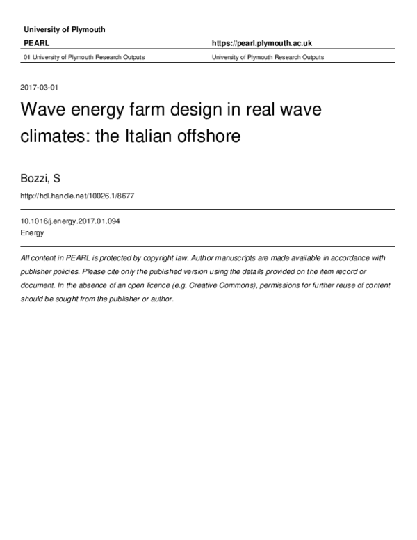 (PDF) Wave energy farm design in real wave climates: the Italian offshore