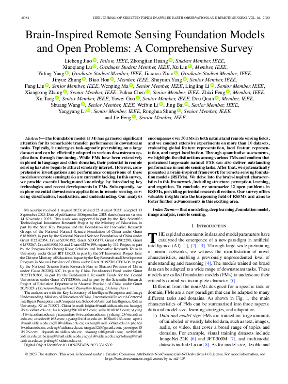 (PDF) Brain-Inspired Remote Sensing Foundation Models and Open Problems ...