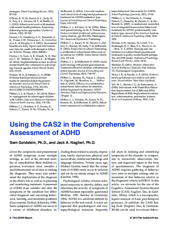 (PDF) Using the CAS2 in the Comprehensive Assessment of ADHD