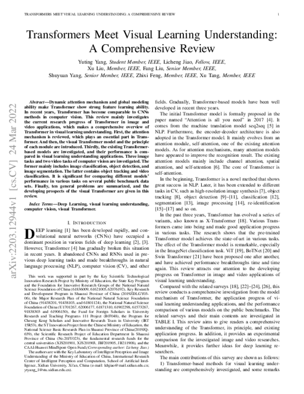 (PDF) Transformers Meet Visual Learning Understanding: A Comprehensive ...