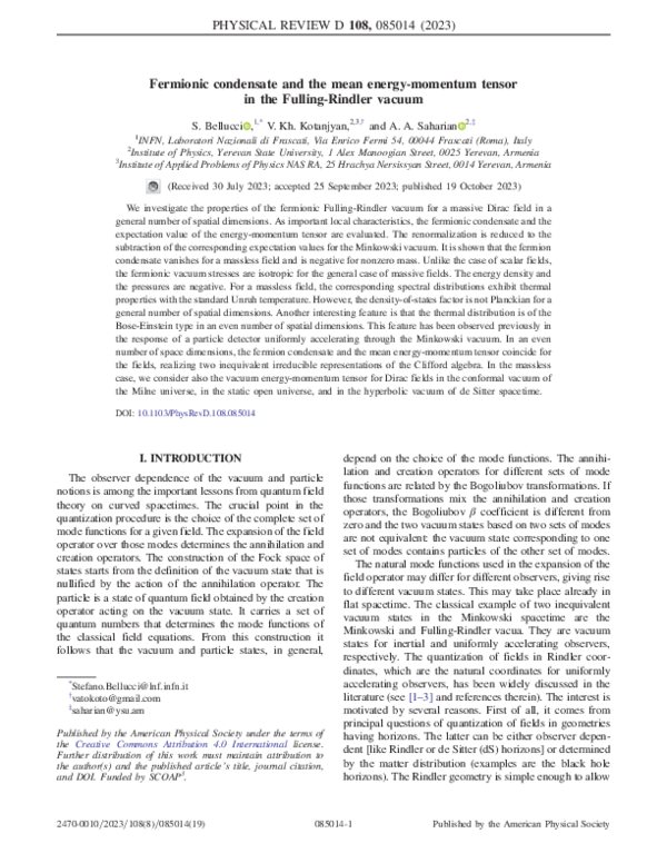 (PDF) Fermionic condensate and the mean energy-momentum tensor in the ...