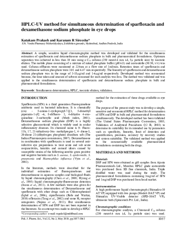 (PDF) HPLC-UV method for simultaneous determination of sparfloxacin and ...