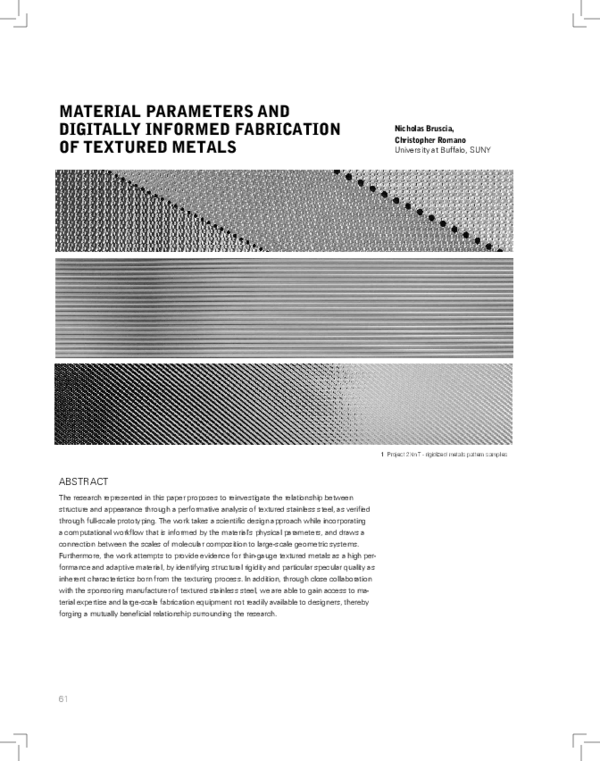 (PDF) Material Parameters and Digitally Informed Fabrication of ...