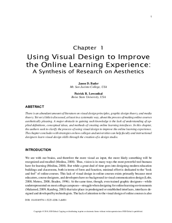 (PDF) Using Visual Design to Improve the Online Learning Experience
