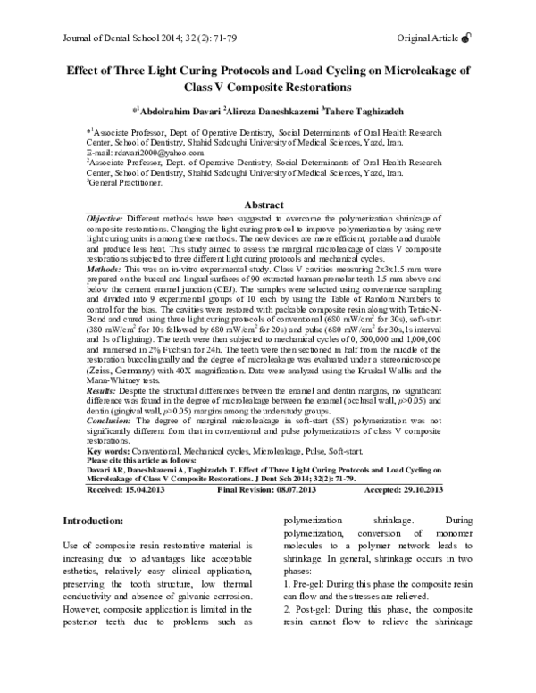 (PDF) Effect of Three Light Curing Protocols and Load Cycling on ...