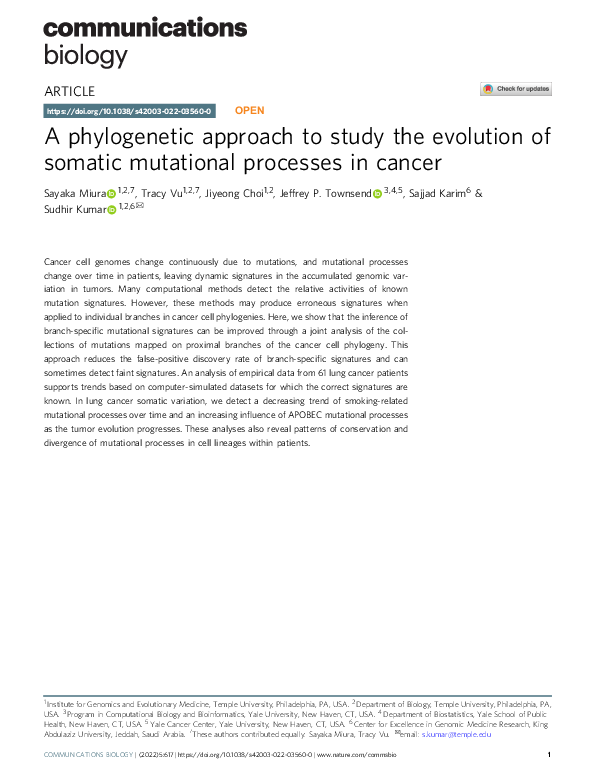 (PDF) A phylogenetic approach to study the evolution of somatic ...