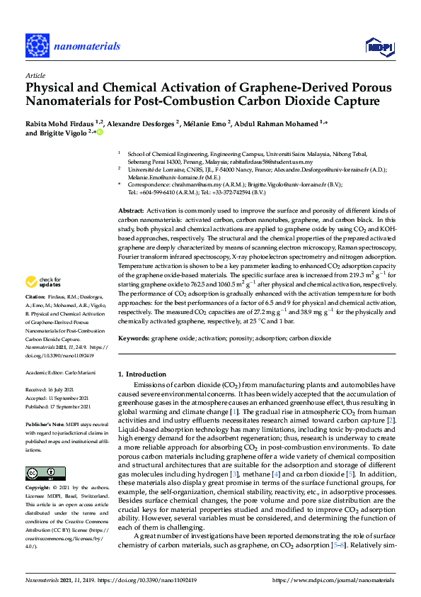(PDF) Physical and Chemical Activation of Graphene-Derived Porous ...
