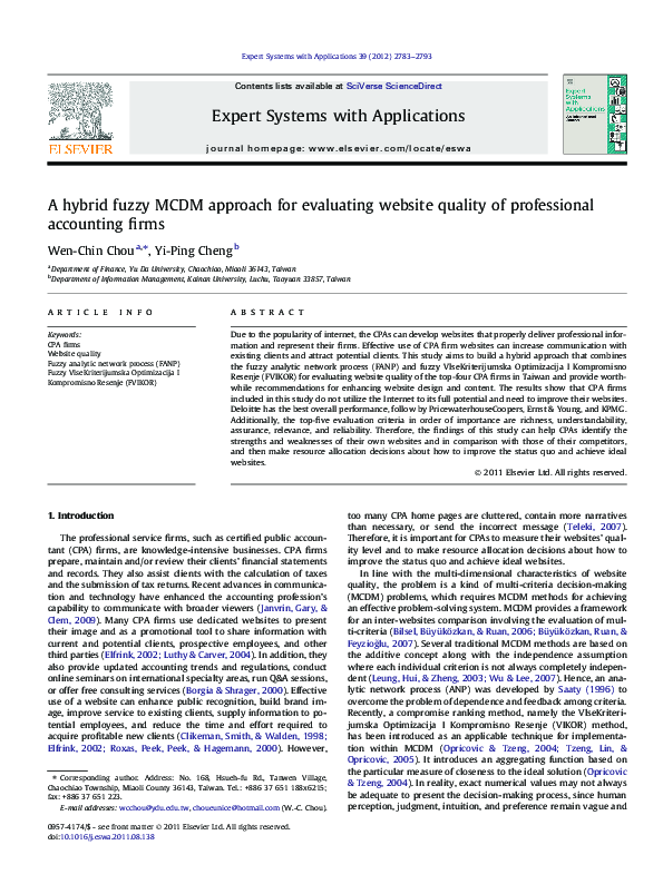 (PDF) A hybrid fuzzy MCDM approach for evaluating website quality of ...