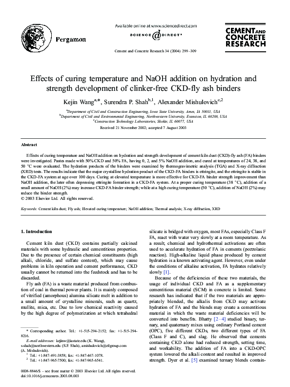 (PDF) Effects of curing temperature and NaOH addition on hydration and ...