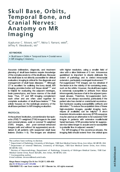 (PDF) Skull base, orbits, temporal bone, and cranial nerves: anatomy on ...