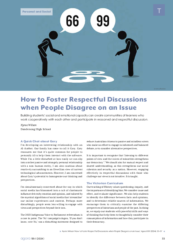 (PDF) How to Foster Respectful Discussions when People Disagree on an Issue