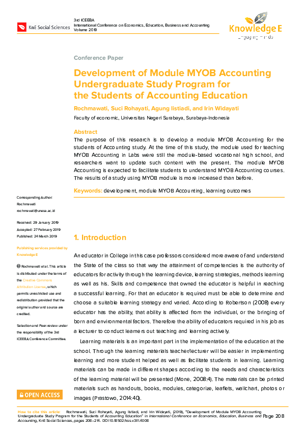 (PDF) Development of Module MYOB Accounting Undergraduate Study Program ...
