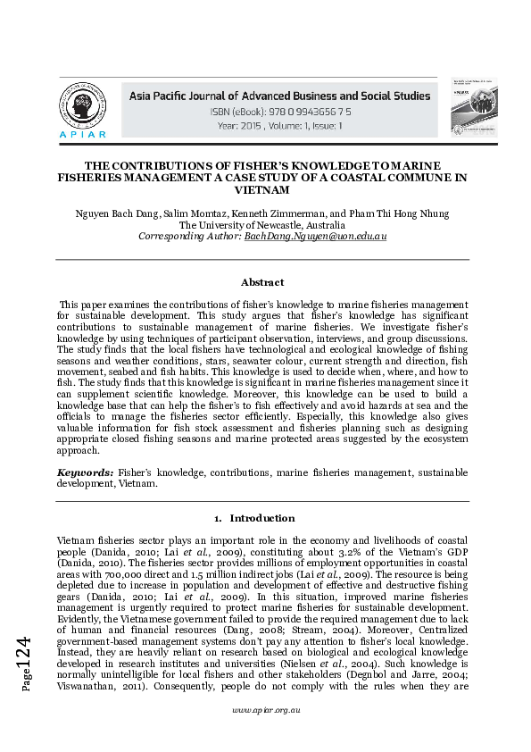(PDF) The Contributions of Fisher's Knowledge to Marine Fisheries ...
