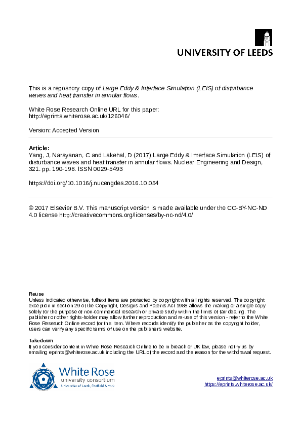 (PDF) Large Eddy & Interface Simulation (LEIS) of disturbance waves and ...