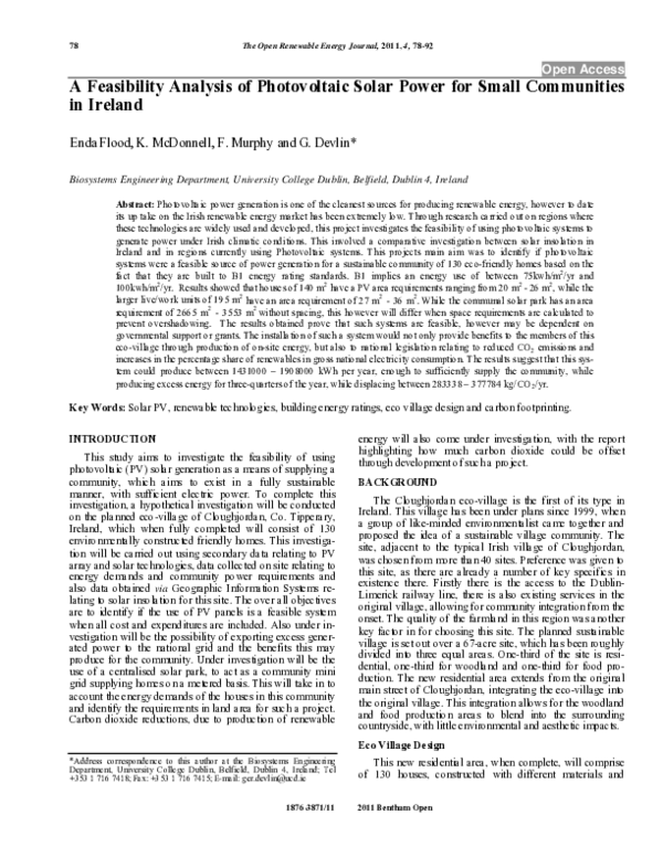 (PDF) A Feasibility Analysis of Photovoltaic Solar Power for Small ...