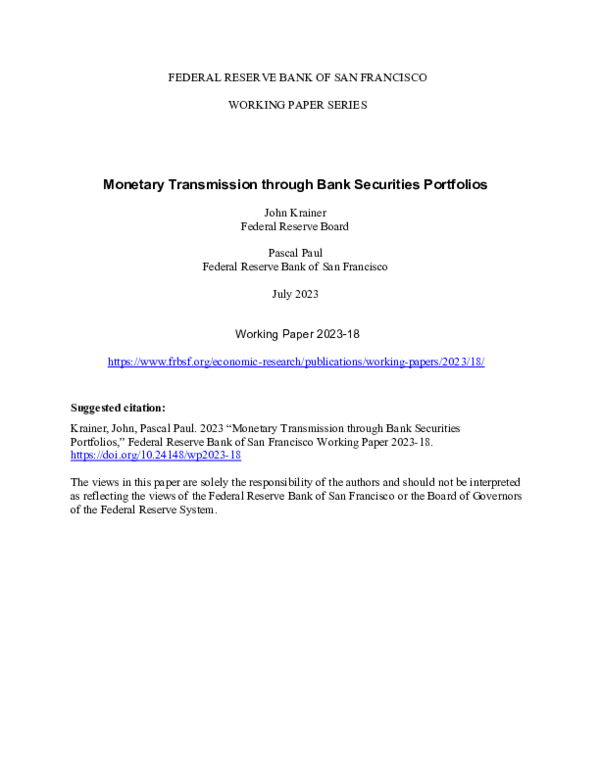(PDF) Monetary Transmission through Bank Securities Portfolios
