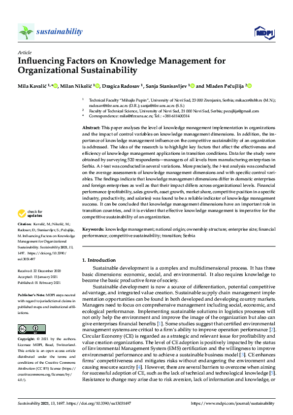 (PDF) Influencing Factors on Knowledge Management for Organizational ...