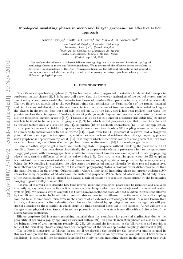 (PDF) Topological insulating phases in monolayer and bilayer graphene ...