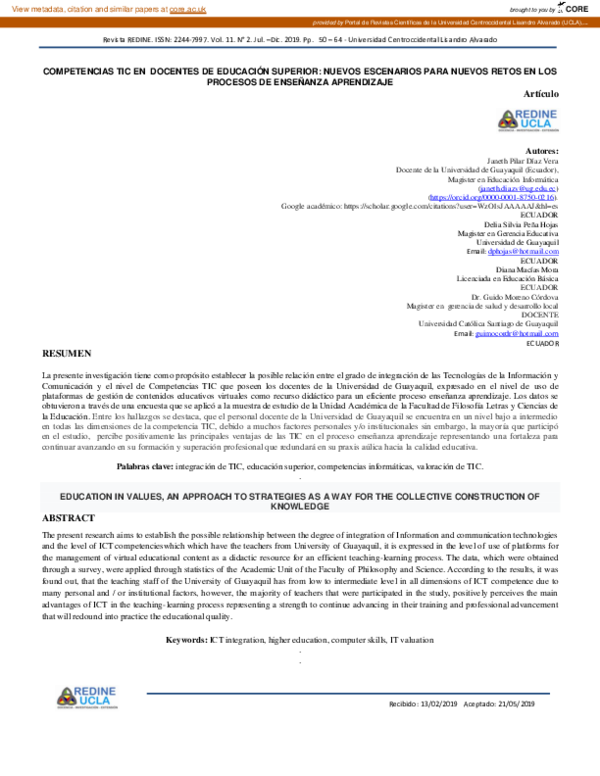 (PDF) Competencias Tic en Docentes de Educación Superior: Nuevos ...