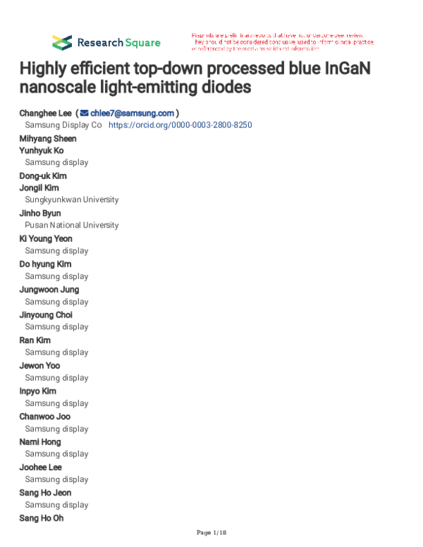 (PDF) Highly efficient blue InGaN nanoscale light-emitting diodes
