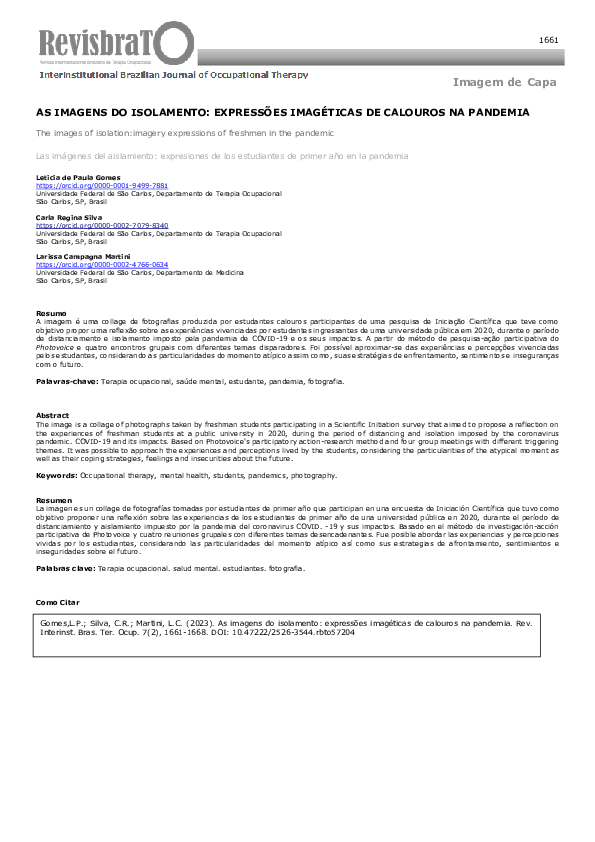 (PDF) As imagens do isolamento: expressões imagéticas de calouros na ...