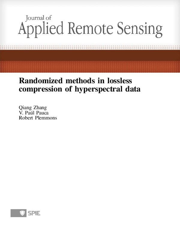 (PDF) Randomized methods in lossless compression of hyperspectral data