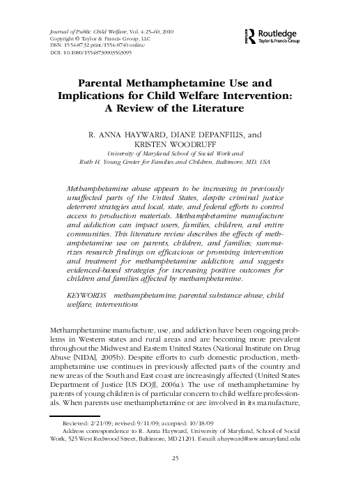 (PDF) Parental Methamphetamine Use and Implications for Child Welfare ...