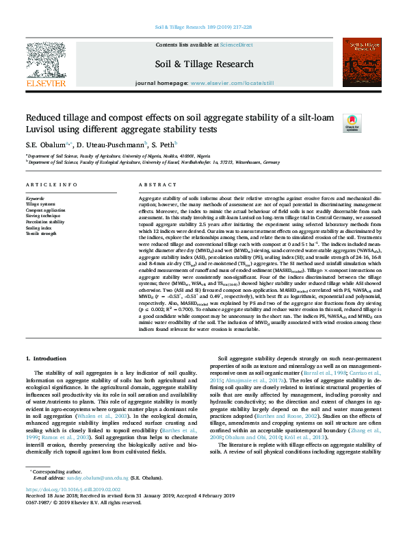 (PDF) Reduced tillage and compost effects on soil aggregate stability ...