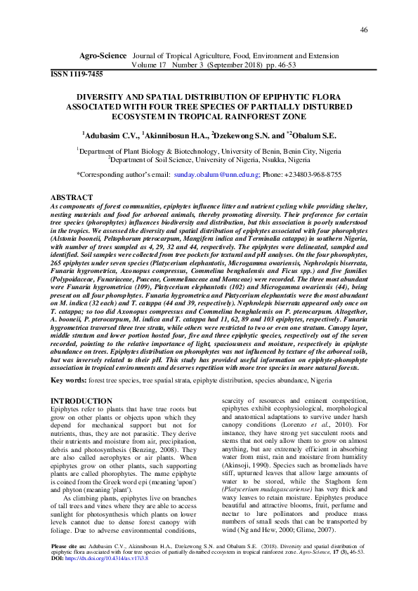 (PDF) Diversity and spatial distribution of epiphytic flora associated ...