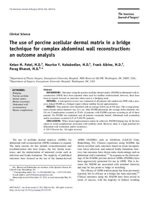 (PDF) The use of porcine acellular dermal matrix in a bridge technique ...