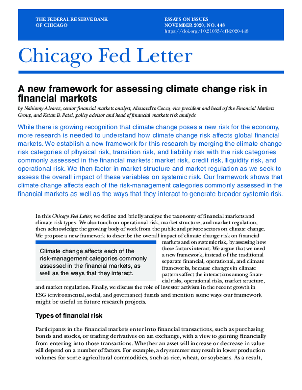 (PDF) A new framework for assessing climate change risk in financial ...