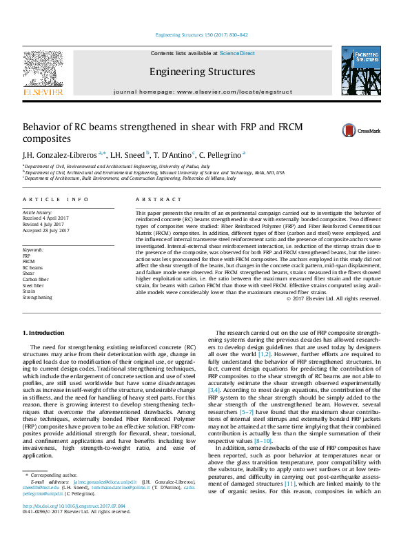 (PDF) Behavior of RC beams strengthened in shear with FRP and FRCM ...