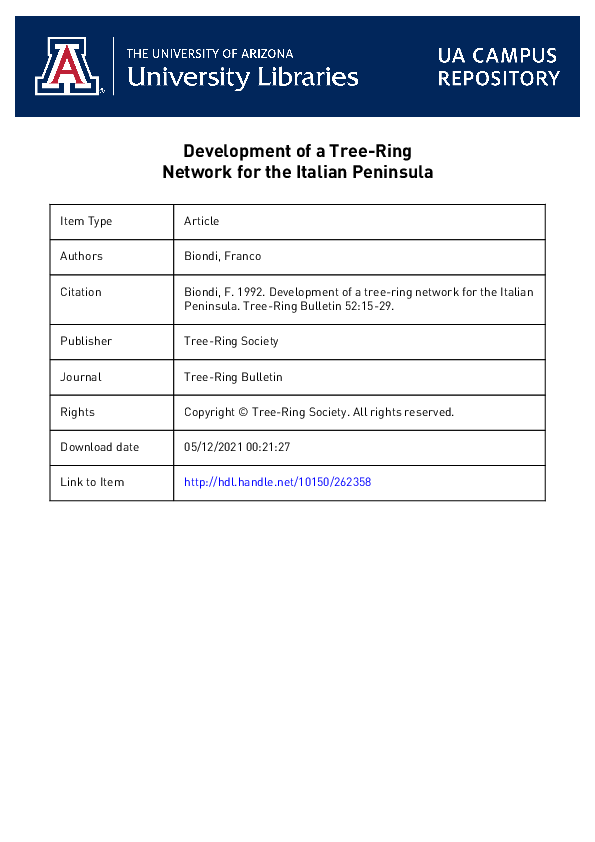 (PDF) Development of a Tree-Ring Network for the Italian Peninsula