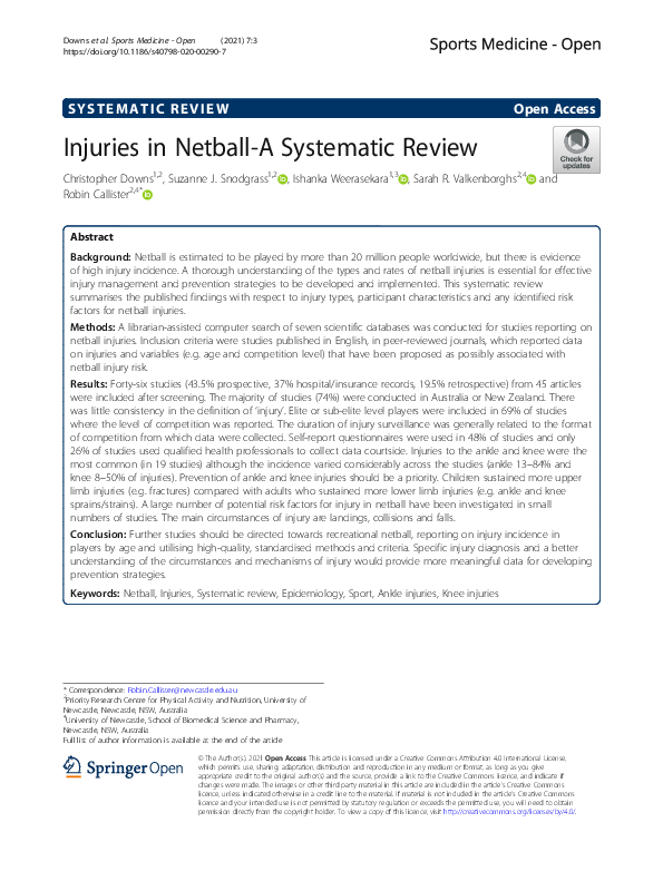 (PDF) Injuries in Netball-A Systematic Review