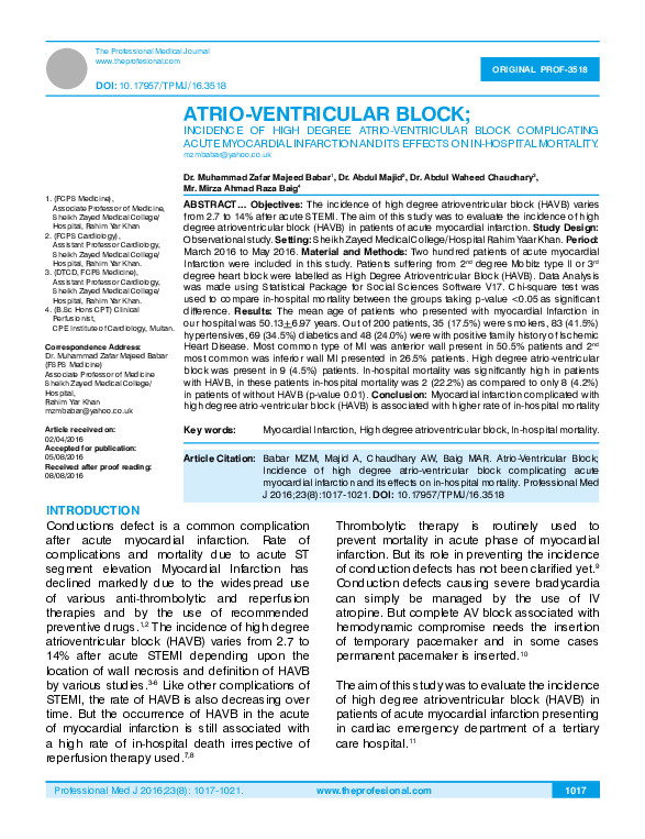(PDF) Atrio-Ventricular Block