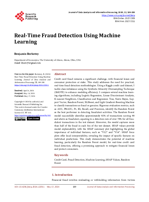 (PDF) Real-Time Fraud Detection Using Machine Learning
