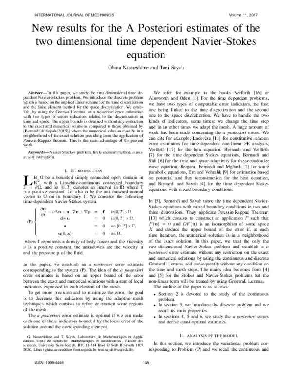 (PDF) New results for the A Posteriori estimates of the two dimensional ...