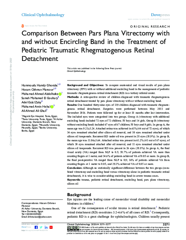 (PDF) Comparison Between Pars Plana Vitrectomy with and without ...